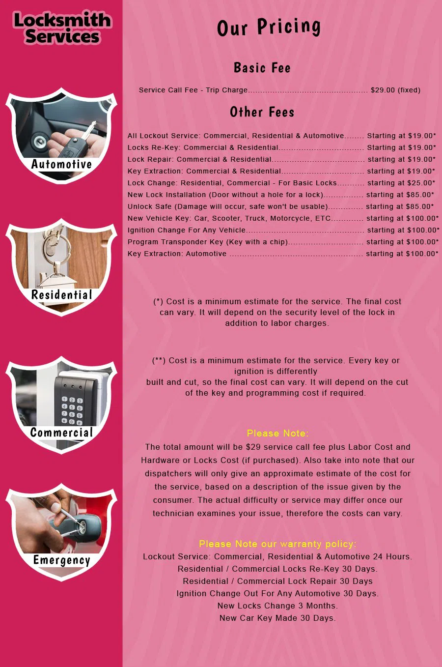 Ocean Grove NJ Locksmith Store Ocean Grove, NJ 732-497-8767 - price-list-c-18